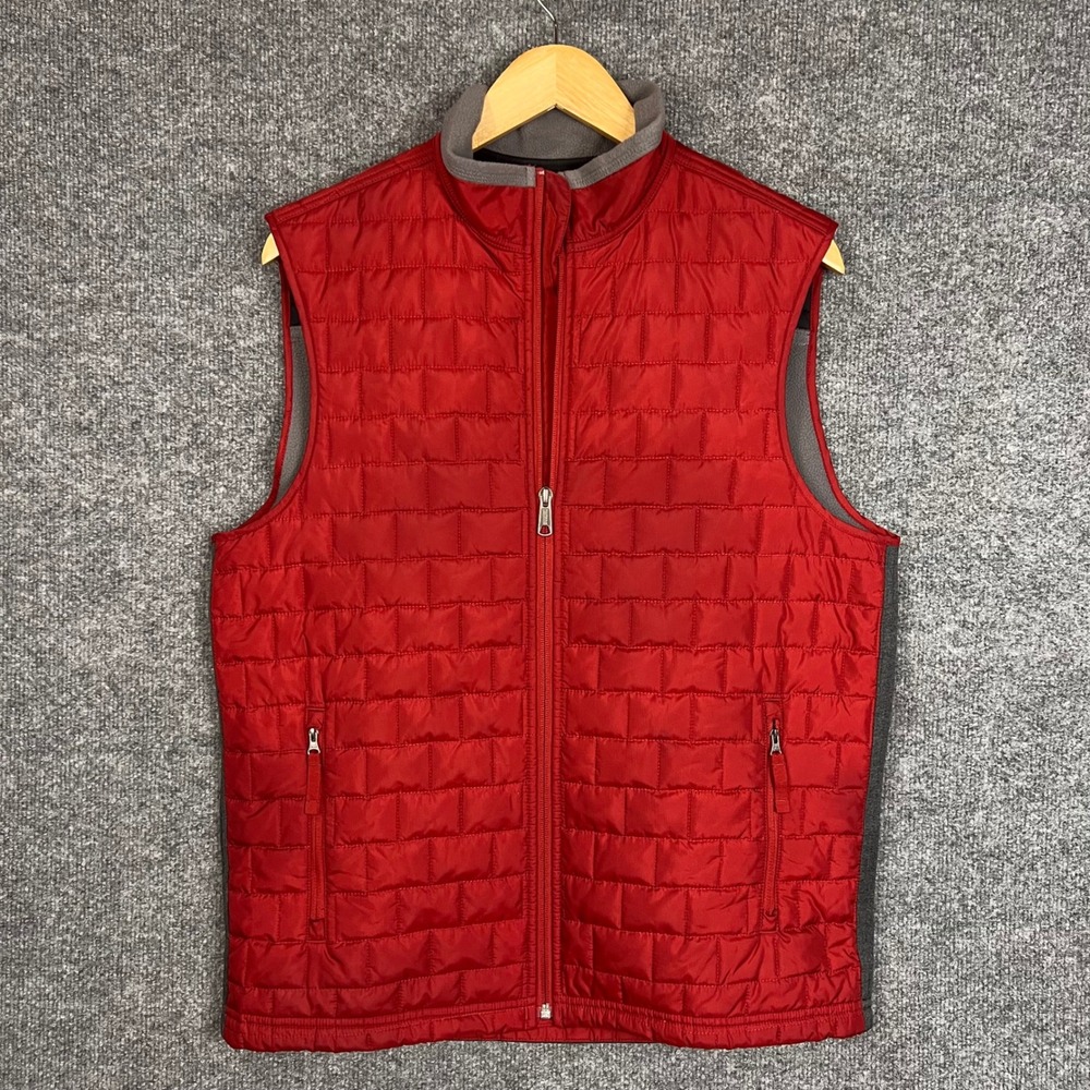 Duluth Trading Co Puffer Vest Mens M Red Thinsulate Quilted Zip